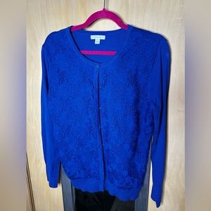 Royal blue button up sweater